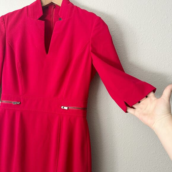 Tahari ASL Ponte Knit Red Mini Dress Zip Accent Women's Size 6‎ - Picture 4 of 14